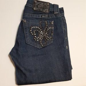 Miss Me Embellished Studded Straight Leg Jeans JP604BT3 DK528 Size 27